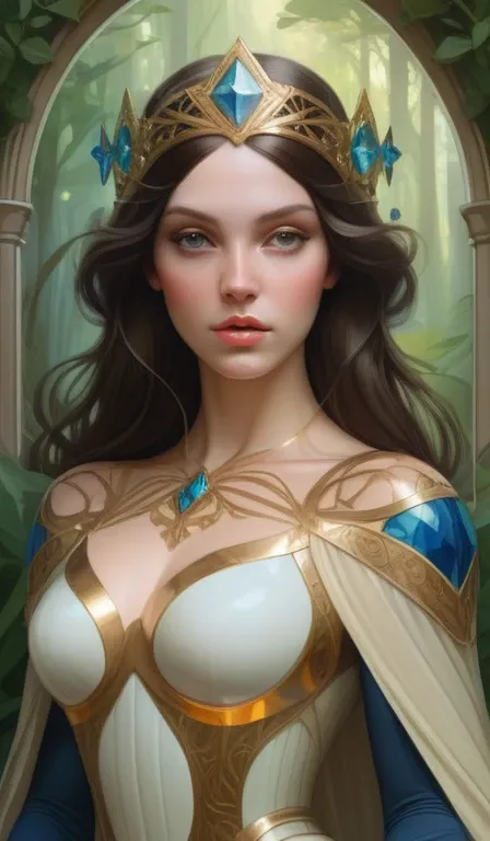 symmetry portrait of brunette magical princess, glam, renaissance, glass skin, forest background, intricate, elegant, highly detailed, digital painting, artstation, concept art, smooth, sharp focus, illustration, art by artgerm and greg rutkowski and fra a...