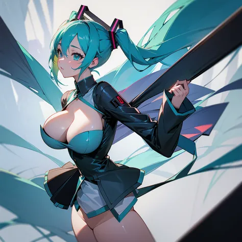 masterpiece, Highest quality,One girl, Hatsune Miku, Huge breasts, Huge breasts, Huge breasts, Huge breasts, Huge breasts, Huge breasts, Huge breasts