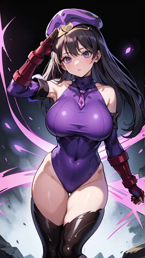 1 Girl,Browsing Caution,Chunli, (Street Fighter), (Pan cover:1.5), Double good, clavicle, Absurd, brainwashing,Combatant, Hollow Eyes,((Purple glowing eyes 1.5))( Huge breasts ), Expressionless, Emotions are removed,((Black Shadaloo Suit)),avert your eyes ...