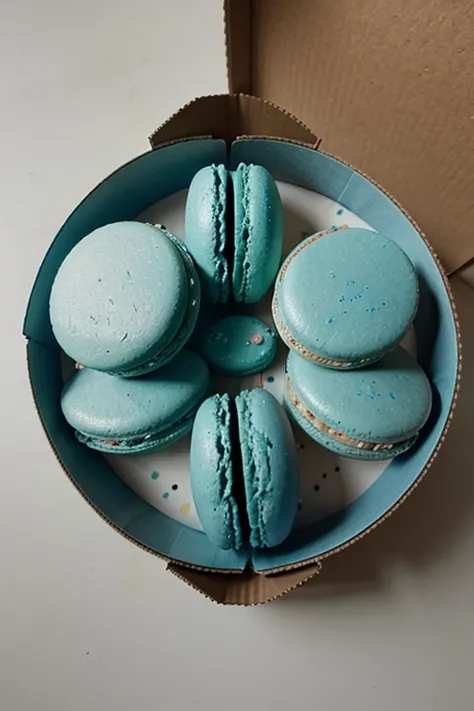 Blue milk macarons box