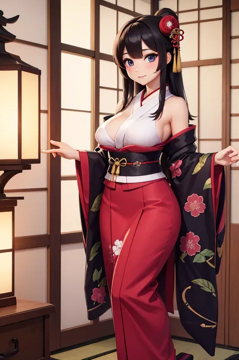 A sexy female in traditional japanese clothes