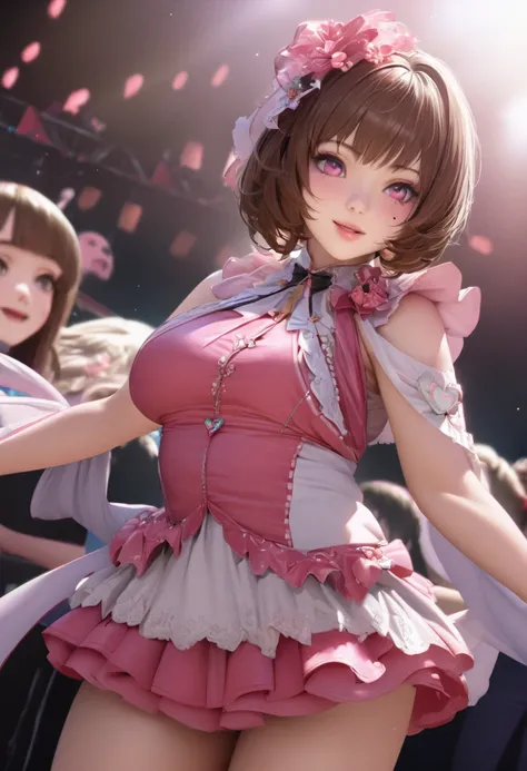 One Girl、Looking at the audience、
Beautiful pink eyes、brown bob hair、,Her name is Mei, Mole under the eye、Plump and glossy lips、Heart-shaped choca、Idol、Her name is Rico,smile、ー、。.。.。.。.。.。.。.。.。.。.。.。.。.。.。.。.。.。.3D、Realistic、
IDOL costumes、Short skirt,Dra...