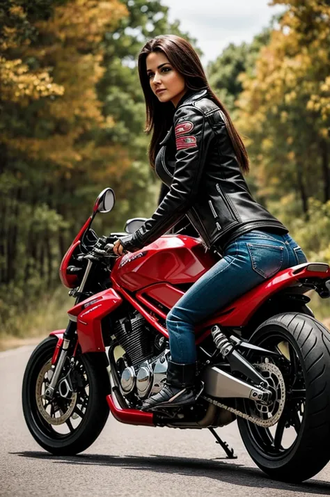 Imagen animada de mujer biker peliroja