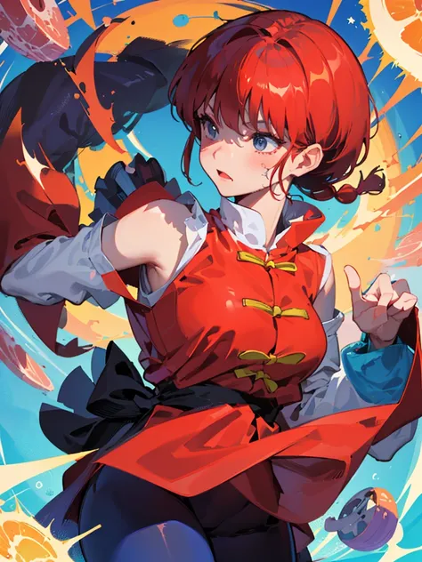 ((masterpiece:1.4)), expensive quality, very_expensive_solve, big_file size, Full Color, Thick outline, Clear contours, colorful, (Beautiful fine details, Are thin:1.4), ((Beautiful Face:1.0)), ((Boyish face:1.4)), 1 girl, (Ranma), (Redhead), short hair, (...