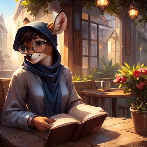 uploaded on e621, by Pixelsketcher, by Bayard Wu, by Thomas Benjamin Kennington , by Einshelm, by hioshiru and kenket, Chunie, portrait, solo anthro female deer doe, tiny featureless breasts, tiny breasts, clear dark blue, cinematic lighting, day, sunny da...