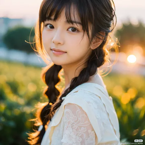 (((masterpiece))), Highest quality, Super detailedな, Very detailed, Detailed Background, light, Very beautiful girl, Japanese, 16,  Detailed face, alone, (whole body:1.3), (Random Hairstyles :1.2), bangs, (Young Face), (Perfect body:1.1), sunset, summer, I...