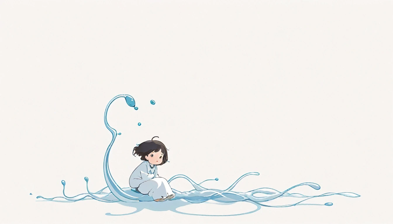 White background、Simple illustration、Anthropomorphic sperm sitting on a person&#39;s head