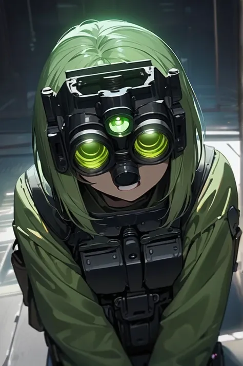 ((Best quality)), ((masterpiece)), (detailed), The girl with the night vision device