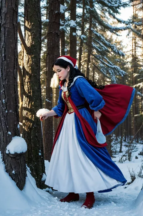 A Snow White from fairy tales with 7 dwarves 