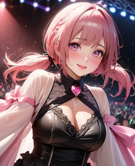 One Girl、Looking at the audience、lovely,
Beautiful pink eyes、short twin tail hair , Mole under the eye、Plump and glossy lips、Heart-shaped choca、Idol、Her name is Rico,smile、ー、。.。.。.。.。.。.。.。.。.。.。.。.。.。.。.。.。.。.3D、Realistic、
The idols costume was soaked in ...