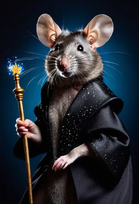 Queen of rats with a magic wand in her hand