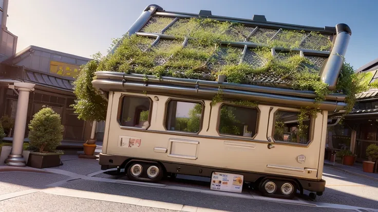 filled with white flowers green transparent inflatable material, natural light during the day inflatable houses at the square in...