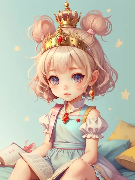 Chibi Princess, I read a book, After reading, it&#39;s snack time, Jan 08k, rendering, pastel colour, Transform, original, masterpiece, Highest quality, Highest quality, forget-me-not
