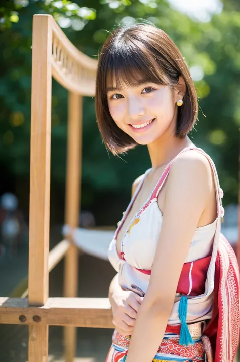 Yukata, traditional Japanese summer kimono, summer festival night stall, first year high school student, ((full body)), ((photo)), ((best qualtiy, 8K, tmasterpiece:1.3)), Focus:1.2, perfect figure beautiful girl:1.4, 1girl, cowboy shot, look at viewer, inc...