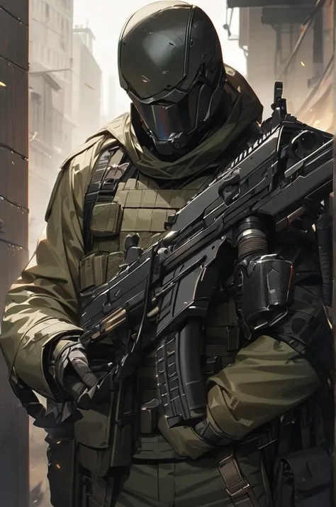 ((Best quality)), ((masterpiece)), (detailed), A modern soldier with a ramis chevron