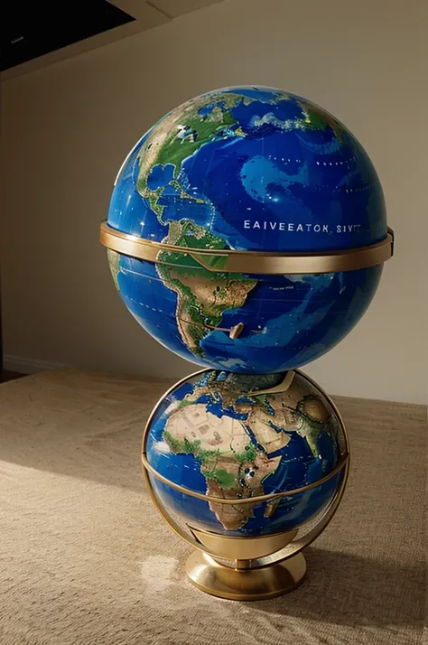 earth globe with an high building