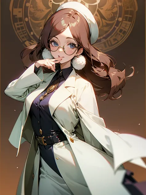 Woman Beautiful Researcher Lab Coat Monocle MILF