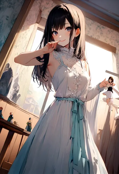 Tabletop, Highest quality, shape, Very detailed, finely, High resolution, 8k wallpaper, 完璧なダイナミックな構shape, Beautiful and exquisite, Nice spring clothes,Beautiful straight hair,Small breasts,Natural color lip, 20-year-old girl、cute、Always blur the background...