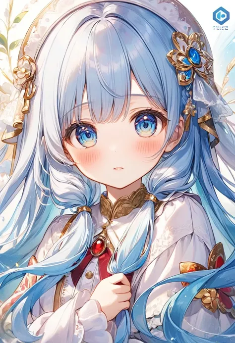 masterpiece, best quality, extremely detailed, (illustration, official art:1.1), 1 girl ,(((( light blue long hair)))), ,(((( light blue long hair)))),light blue hair, long hair ((blush)) , cute face, big eyes, masterpiece, best quality,(((((a very delicat...