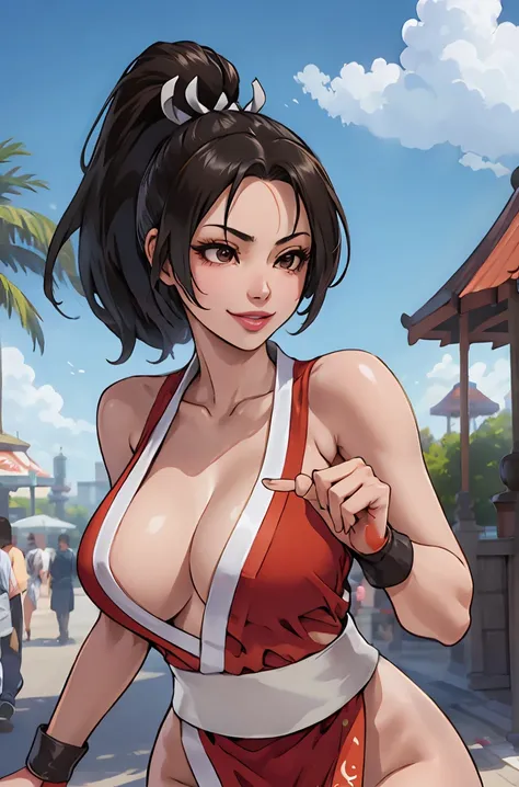 (Mai Shiranui), she is showing her side, Shes on her side for the viewer,__body parts__, official art, 8k unit wallpaper, ultra detailed, beautiful, masterpiece, Super fine photo, high quality, super tall resolution, photorealistic, sunlight, smile, elegan...