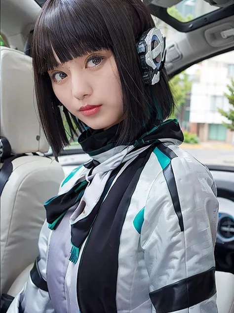 pureruby, a woman wearing turtleneck shirt, selfie in car 