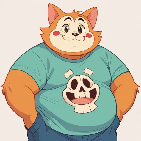 cat mascot, skull style,t-shirts designer,super cute,2d,vector,fat