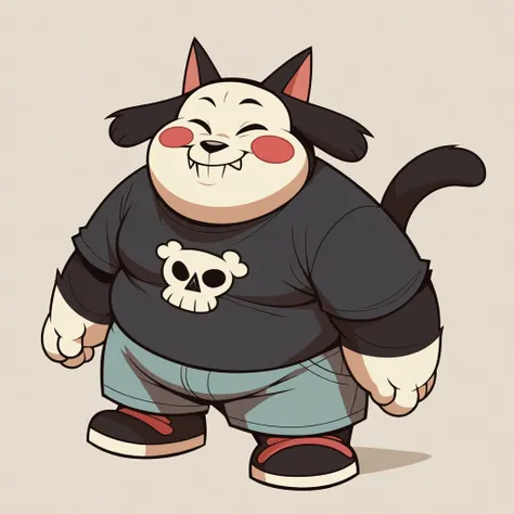 cat mascot, skull style,t-shirts designer,super cute,2d,vector,fat