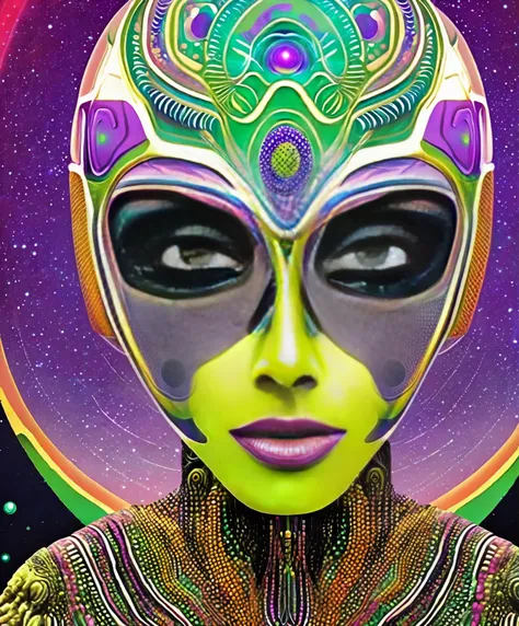 alien extraterrestrial persons exotic aliens facial features purple green cosmic scenery landscape