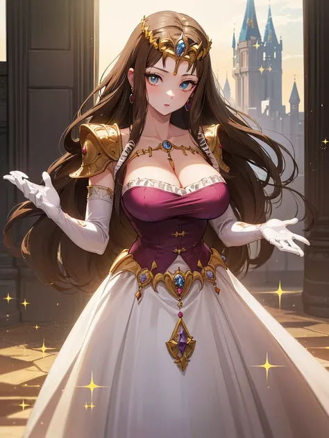 ((Dark brown hair)),Anime art style,masterpiece,(Highest quality), (Very detailed),(Very delicate and beautiful),(alone),((whole body portrait)),whole body,whole body portrait,(Detailed face and eyes),Beautiful eyes like jewels,(A truly gorgeous jeweled ru...