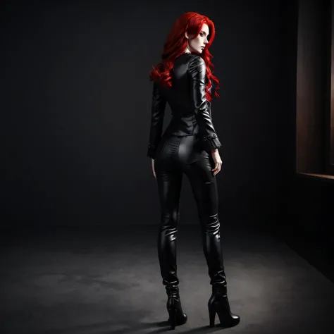 (Meisterwerk), (Realistisch), (best quality) (Full body) (Rear view) hot vampire with red hair