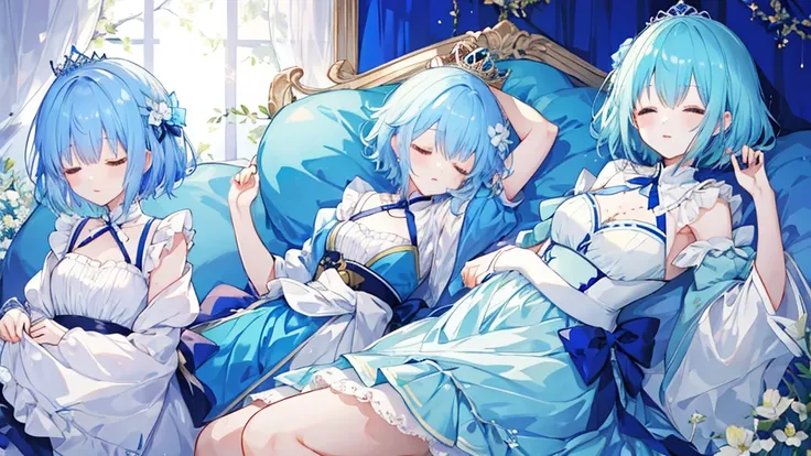 Sleeping princess、Blue short hair