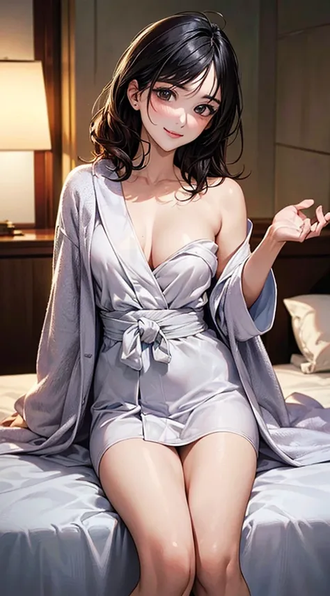 ((Perfect Anatomy, Anatomically correct, Very detailed肌)), 1 Beauty, Japanese, ３０age, (Ultra-oily, lustrous skin with attention to detail:1.1),, Adorable smile, 
Beautiful Hair, Beautiful Face, Beautiful attention to detail, (Black Hair、Medium Hair:1.4, Me...