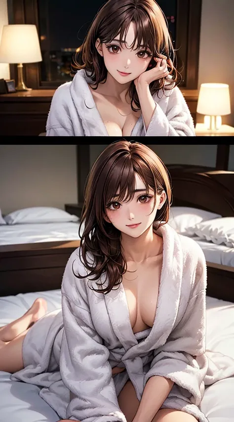 ((Perfect Anatomy, Anatomically correct, Very detailed肌)), 1 Beauty, Japanese, 2０age, (Ultra-oily, lustrous skin with attention to detail:1.1), Take in the view, Adorable smile, 
Beautiful Hair, Beautiful Face, Beautiful attention to detail, (brown Hair、Me...