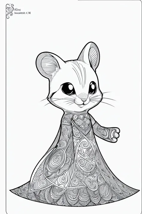 ((B&W lineart)), ((2D)), cute mouse, fantasy, magic, mysterious, unusual, black and white, wavy lines, realistic line art, coloring book, white background, no noise, crisp thick lines, (((outline art)), center image, isolated on white background --v 4 - -a...