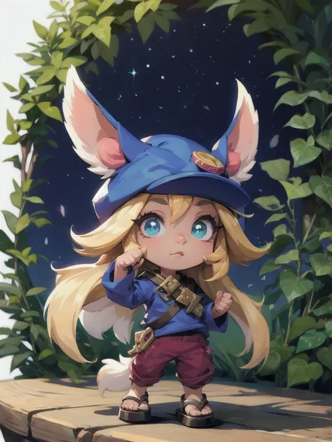 HEZ de, Yordle, 1 garota, capuz, cabelo verde, capuz up, pink pants, fundo preto, ears through hats, black capuzie, mangas passando pelos pulsos, capuzie, Sozinho, boca fechada, franja, cabelo curto, mangas passando dos dedos, fronteira, pants, standing, o...