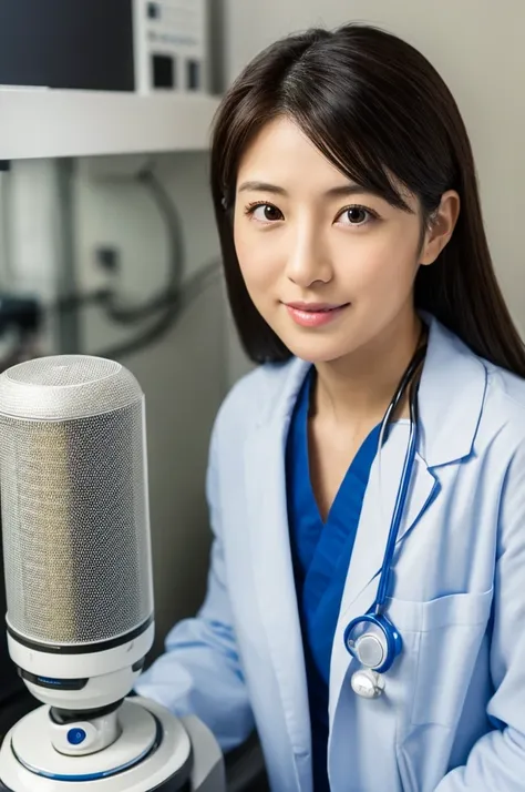 ((Highest quality)), ((masterpiece)), (detailed),Perfect Face,Japanese,Female doctor,White,Female announcer