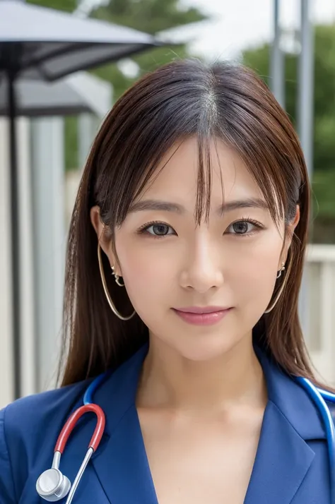 ((Highest quality)), ((masterpiece)), (detailed),Perfect Face,Japanese,Female doctor,White,Female announcer