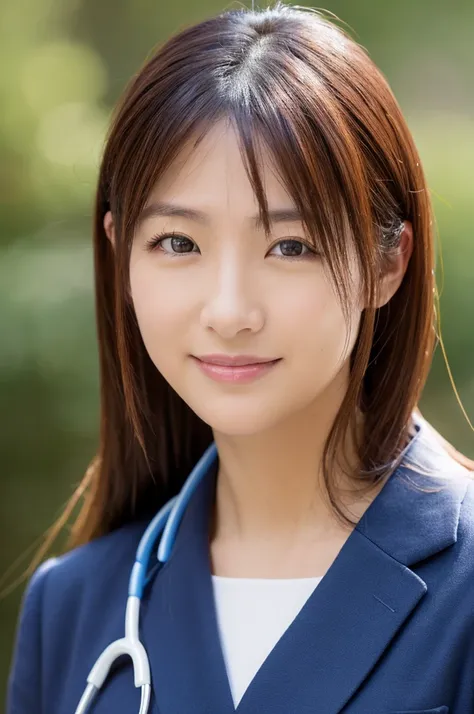 ((Highest quality)), ((masterpiece)), (detailed),Perfect Face,Japanese,Female doctor,White,Female announcer