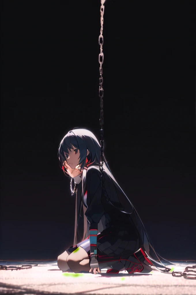 anime girl kneeling on the ground with a chain around her neck, anime wallaper, zerochan art, holding a sword on her shoulder, she is holding a sword, gapmoe yandere grimdark, hd anime wallaper, badass anime 8 k, 4k anime wallpaper, anime art wallpaper 8 k...