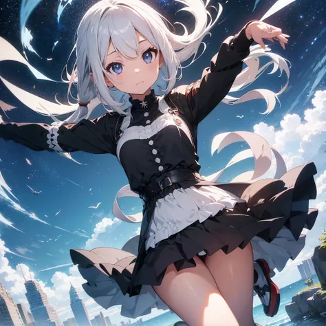 obra maestra，highest quality，impacto genshin，shenhe，Chica anime con cabello largo blanco y ojos azules con un vestido negro., Dios de pelo blanco, chica perfecta de pelo blanco, de arknights, tendencia en artstation pixiv, lindo anime waifu con un bonito v...