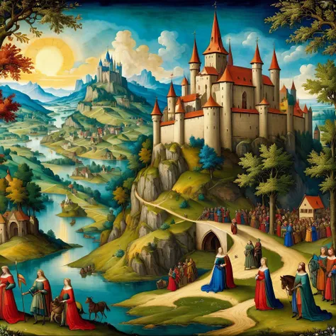 unique medieval painting, high quality, ultra hd, very vibrant and colored, high resolution
