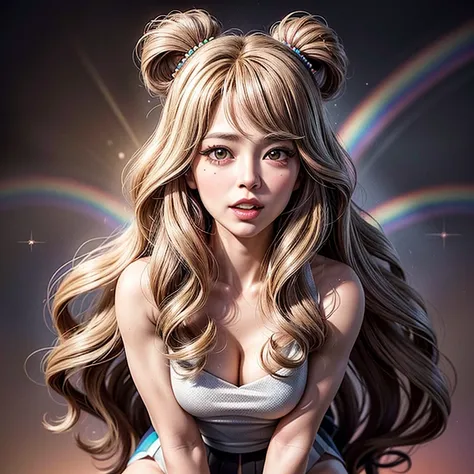 NSFW, 8k, High-level, absurd, masterpiece, best quality, primitive, very detailed CG, very detailed wallpaper, perfect lighting, Extremely detailed ((( personifying " Farrah Fawcett Majors " as a Little Girl))), MysticSight, Tyndall effect, Tyndall scatter...