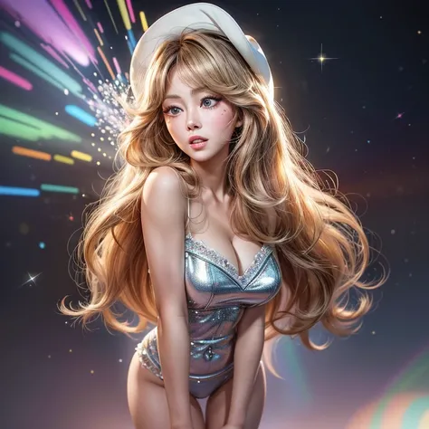 NSFW, 8k, High-level, absurd, masterpiece, best quality, primitive, very detailed CG, very detailed wallpaper, perfect lighting, Extremely detailed ((( personifying " Farrah Fawcett Majors " as a Little Girl))), MysticSight, Tyndall effect, Tyndall scatter...