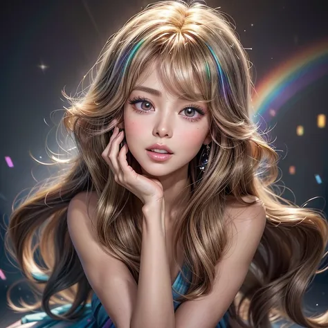 NSFW, 8k, High-level, absurd, masterpiece, best quality, primitive, very detailed CG, very detailed wallpaper, perfect lighting, Extremely detailed ((( personifying " Farrah Fawcett Majors " as a Little Girl))), MysticSight, Tyndall effect, Tyndall scatter...