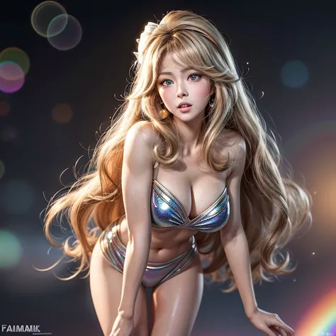 NSFW, 8k, High-level, absurd, masterpiece, best quality, primitive, very detailed CG, very detailed wallpaper, perfect lighting, Extremely detailed ((( personifying " Farrah Fawcett Majors " as a Little Girl))), MysticSight, Tyndall effect, Tyndall scatter...