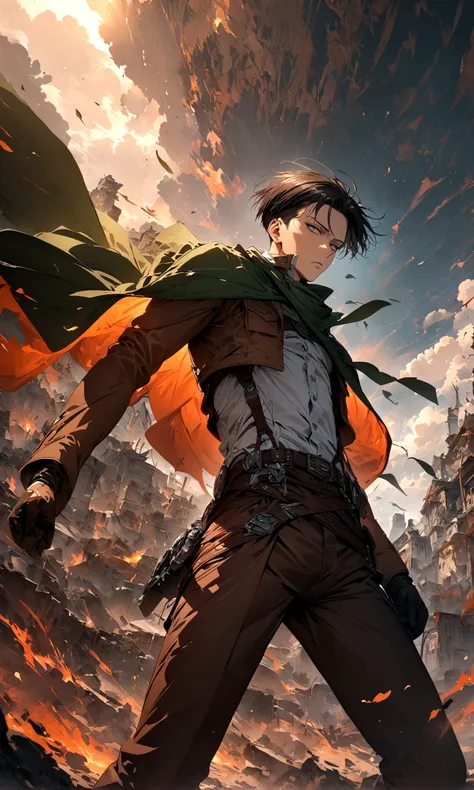 1 male,levi ackerman,attack on titan,,intricate details,wide range of colors,artwork,rendering,(masterpiece:1.3),(highest qualit...