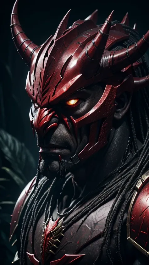 A dark fantasy devil, the predator,looking at viewer,photographic,ultra detail,full detail,8k best quality,realistic,8k,micro intricate details,