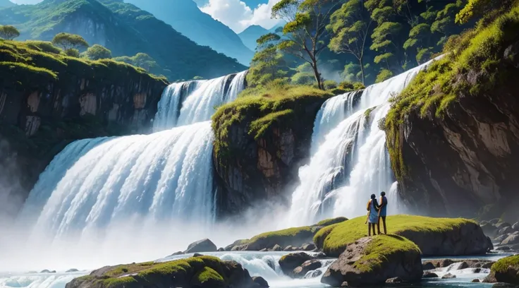 obra-prima, melhor qualidade, arte oficial, extremamente detalhado CG unidade de papel de parede 8k, illustration, cachoeira, vista de cima, Ethereal Landscape