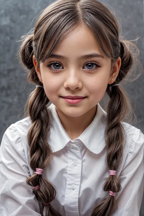 1girl,13-year-old,ultra cutest loli, solo, mole under mouth, big eyes, long eyelashes, beautiful face, beautiful skin, hazel eyes, beautiful eyes, japanese girl , ((school uniform)), white shirt, white see-through sleeves, Elegant very long Hair, curly hai...