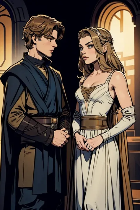 Anakin Skywalker y una senadora identica a Natalie Dormer en star wars como pareja